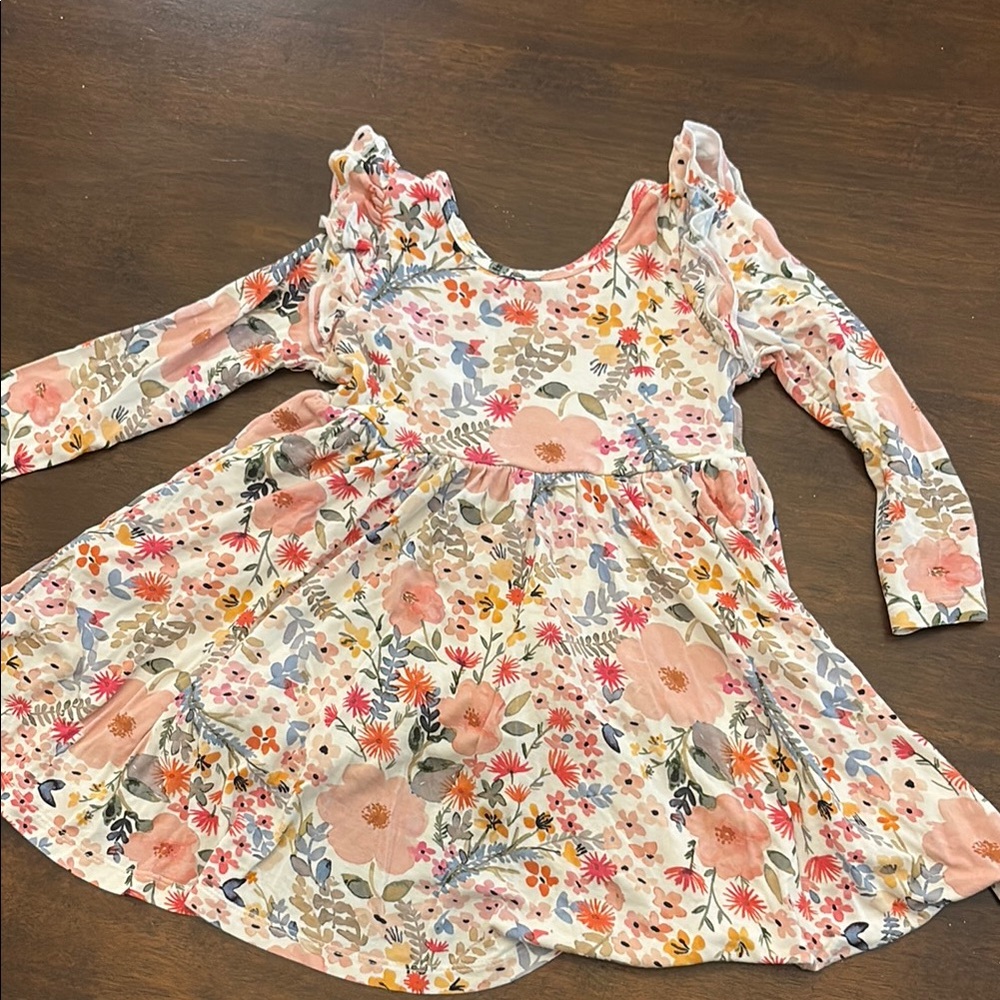 Floral Long-Sleeve Kids Dress little sleepies